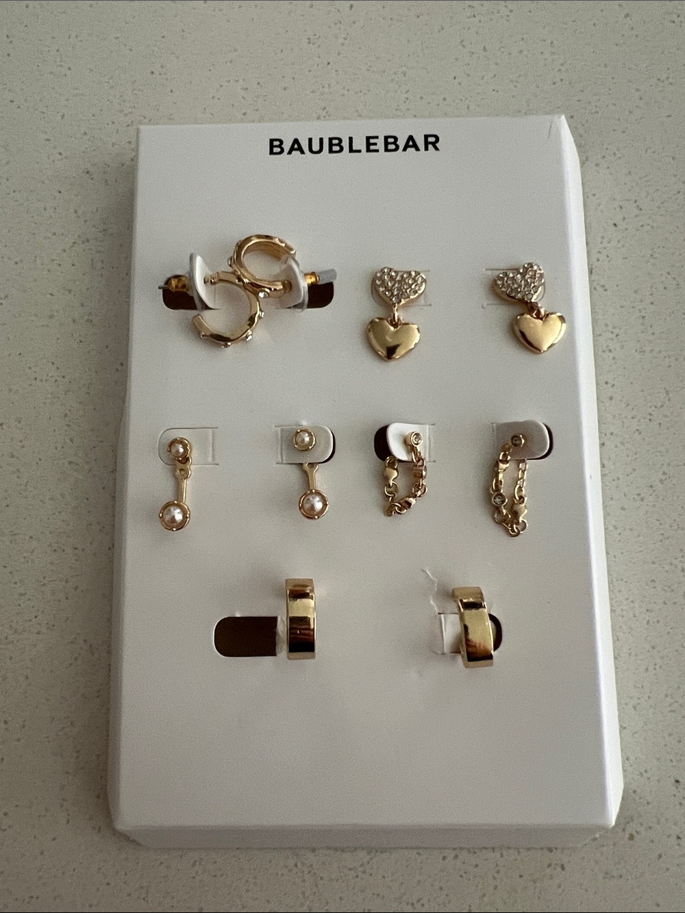 BaubleBar Gold and White Mixed Earring Set - 10 Piece